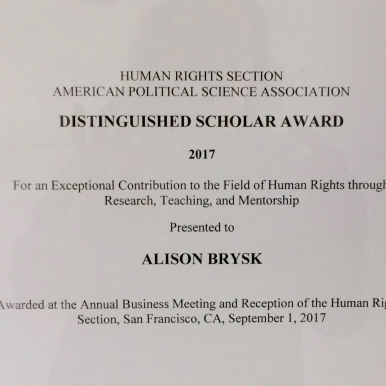 photo, APSA Distinguished Scholar Award, Human Rights Section